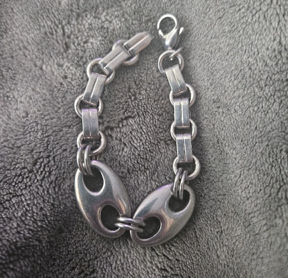 Men's Chunky Hermes Style Silver Tone Large Link Bracelet - Polished Metal